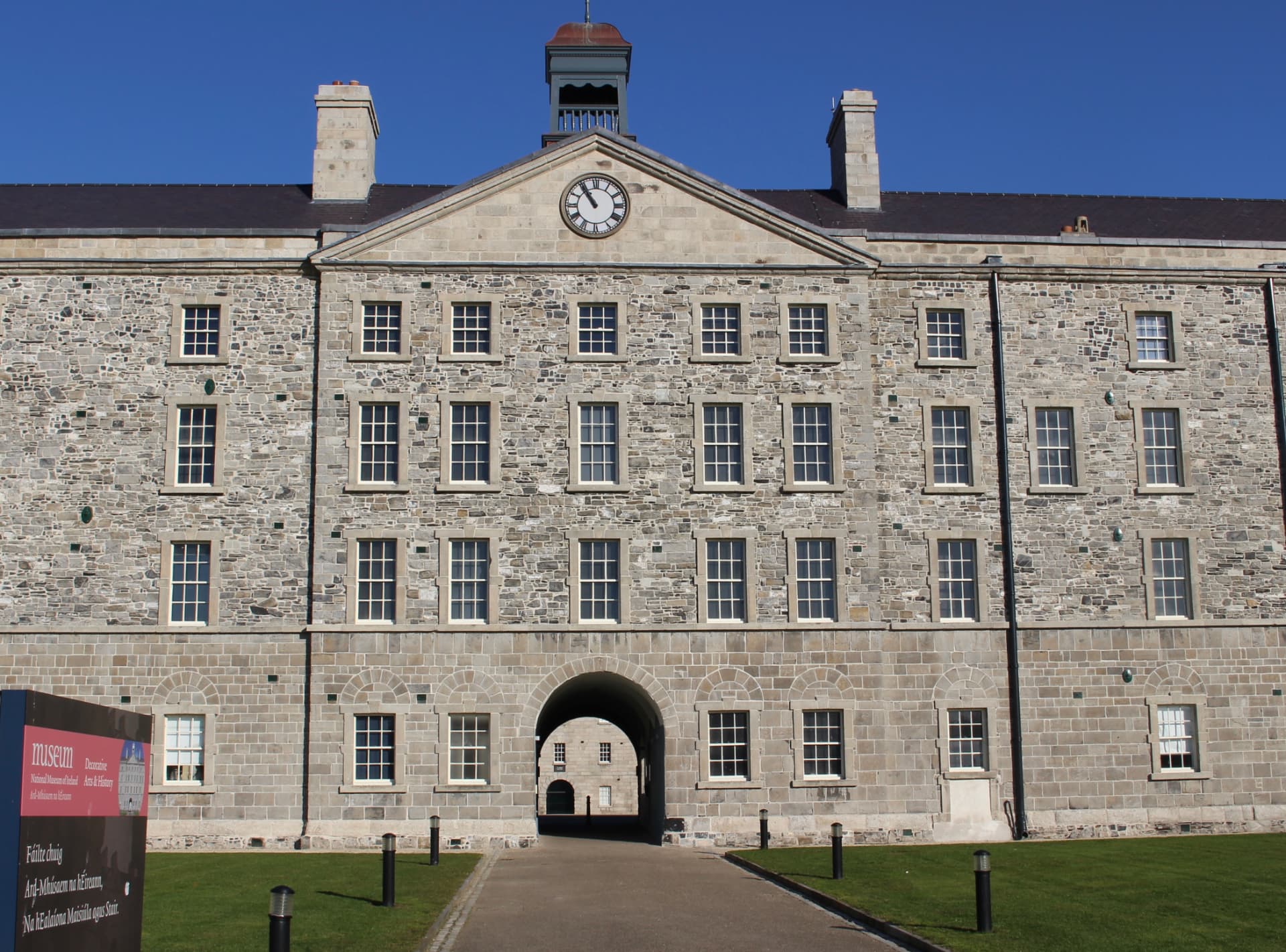 Collins Barracks, Dublin — restored cut-limestone façade and clock tower